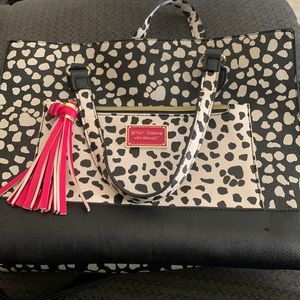 Betsey Johnson Dalmatian print purse with hot pink accents. Never used. NWOT